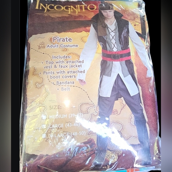 Other - Men's Pirate Costume - Black, White, Red